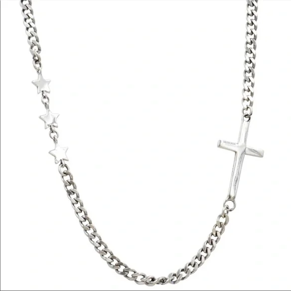 NEW 925 STERLING SILVER STAR CROSS NECKLACE, NICE NECKLACE, CUTE NECKLACE - Picture 5 of 5